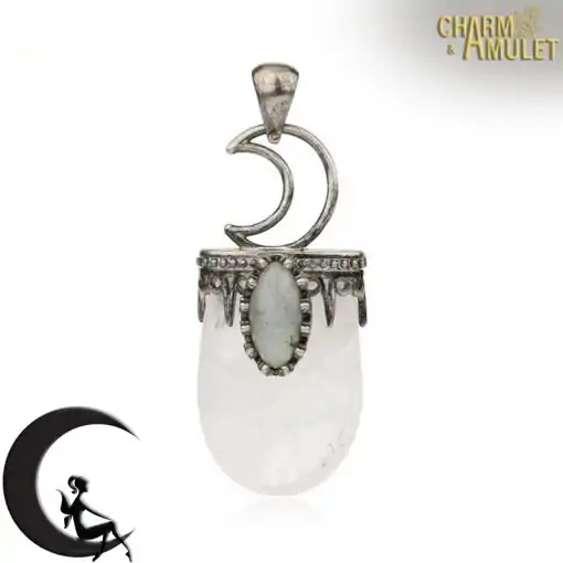 Amulet Necklace <br> Crystal Moon Necklace 18 White Cristal Pendant monn crescent Charm and Amulet