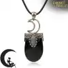 Amulet Necklace <br> Crystal Moon Necklace 30 Chain Black Onyx Pendant monn crescent Charm and Amulet