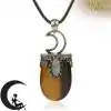 Amulet Necklace <br> Crystal Moon Necklace 26 Chain Tiger eyes Pendant monn crescent Charm and Amulet