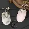 Amulet Necklace <br> Crystal Moon Necklace 23 Necklace-pendant-monn-crescent- on the table for presentation for faries and witches Charm-and-Amulet