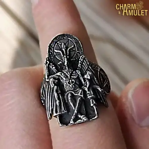 Baphomet Ring on finger | Charm-and-Amulet