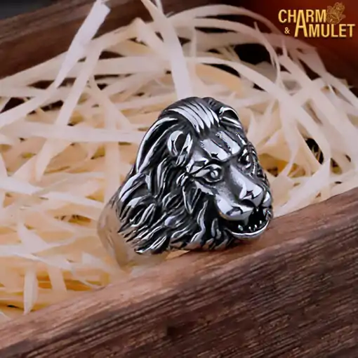 De Talisman Ring Leeuwenkop amulet ring 6 Talisman Ring leeuwenkop Roestvrij staal Amulet voor kracht Charm-and-Amulet