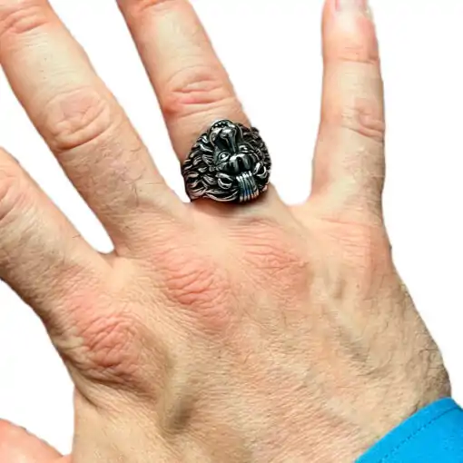 De Talisman Ring Leeuwenkop amulet ring 7 Talisman Ring leeuwenkop op de vinger voor mannen Charm-and-Amulet