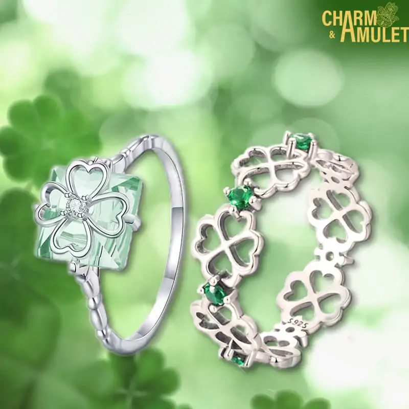 Talisman Ring <br> Silver Ring Four Leaf Clover 3 Silver-Ring-Four-Leaf-Clover--Charm-and-Amulet