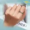 Talisman Ring <br> Silver Ring Four Leaf Clover 17 Silver-Ring-Four-Leaf-Clover-Open-style-white-background-with-zircon-Charm-and-Amulet