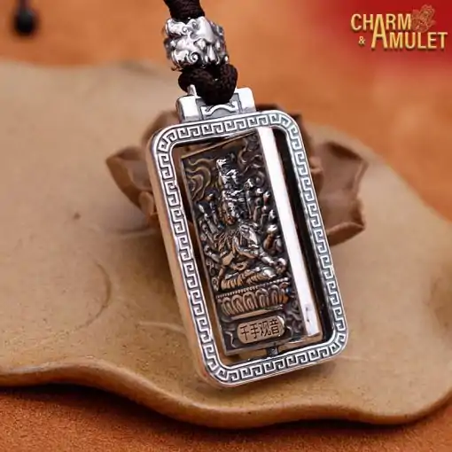 Collier d'amulettes  <br>  Bouddha d'argent – Image 2