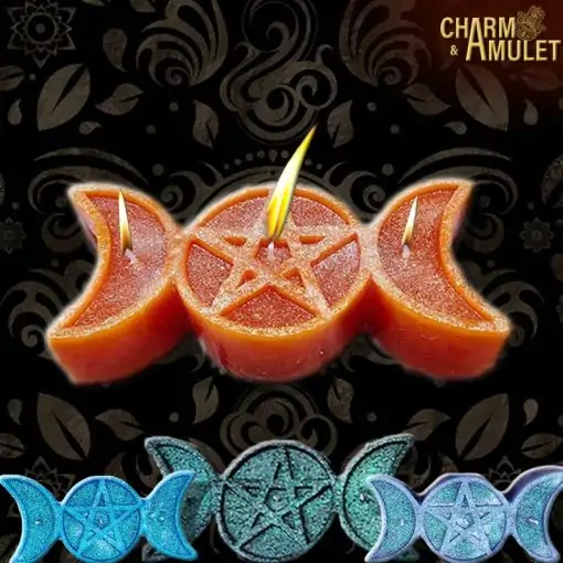Ritual candle triple moon display 3 goddess Charm and amulet_38