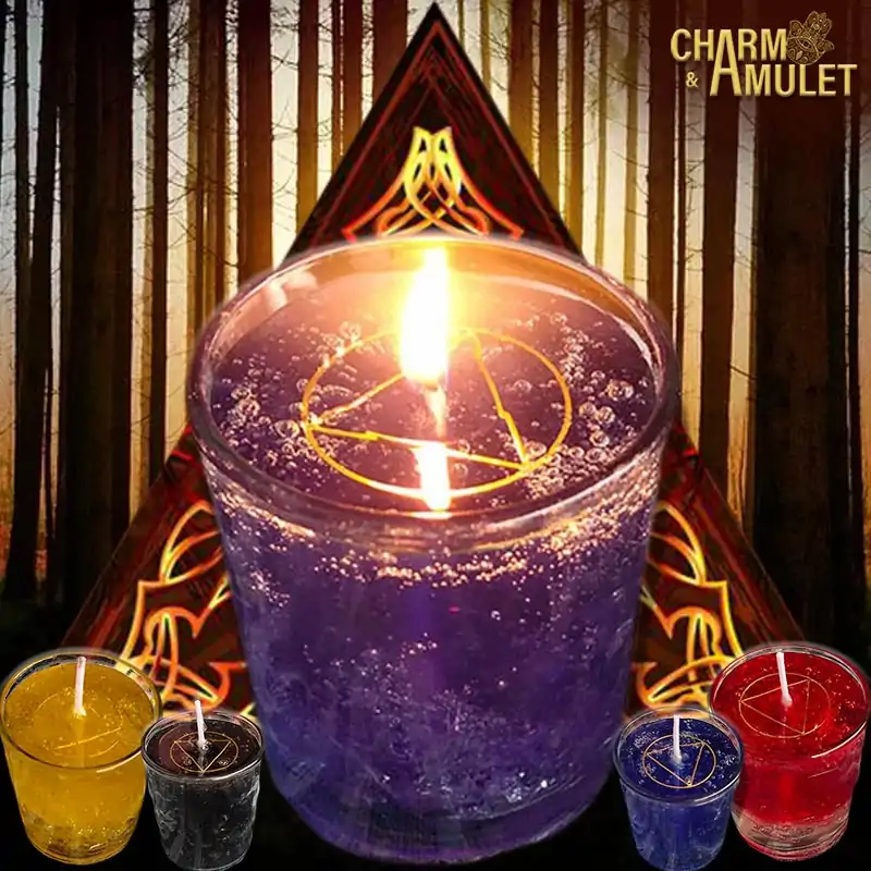 Chandelle Wiccan avec gel triangulaire | breloque et amulette